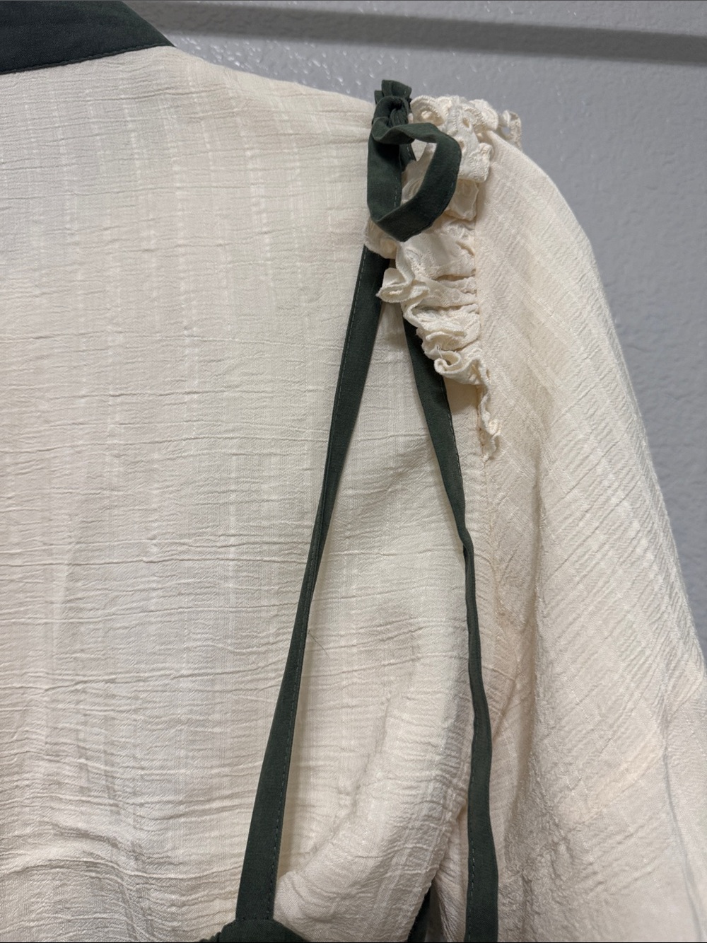 Cream & Olive Floral Embroidered Long Sleeve Dress with Suspender Skirt - Picture 13 of 16
